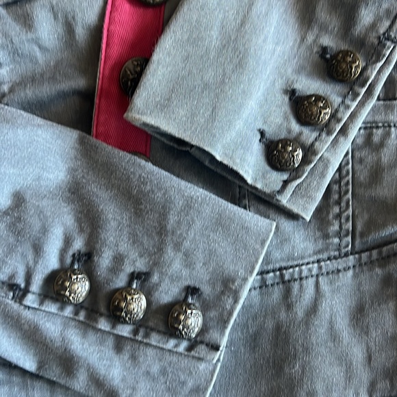 Free People Gray Utility Military Jacket with Red Trim and Gold Epaulets - Picture 16 of 16